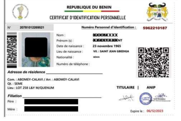 Bénin CIP validité